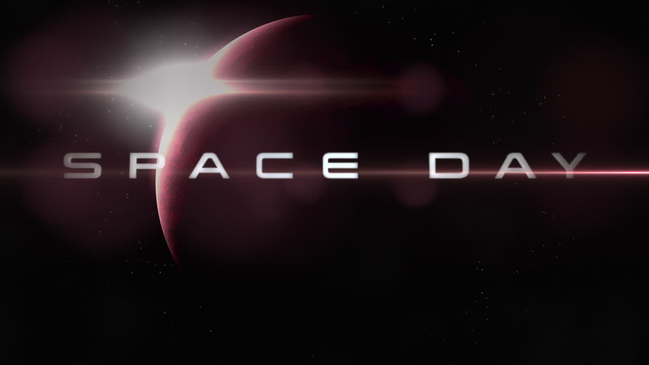 Space Day with flash of star and planet in galaxy