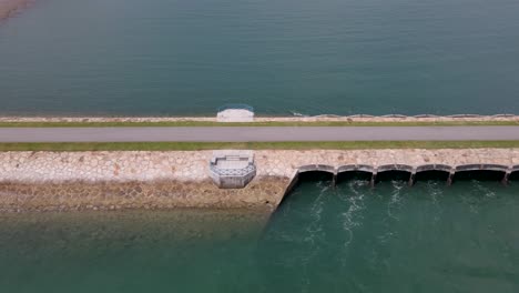 aerial view of saint john to lazarus bridge over the strait of singapore