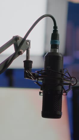 close-up of a professional studio microphone
