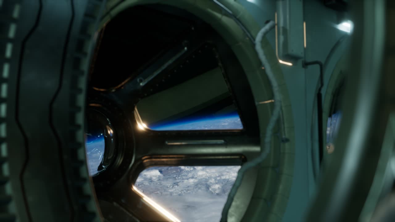 지구 근처 에서 운항 하는 국제 우주 정거장 에서  ⁇   ⁇  의 모습