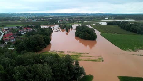 horrific aerial 4k drone footage of flooded villages in podravje, slovenia, during august