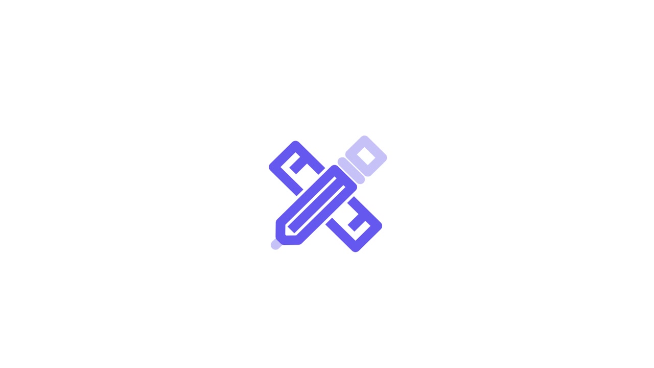 Animated Pencil and Ruler Icon on White Background