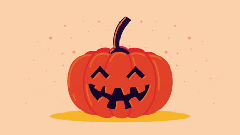 happy halloween animation with pumpkin smiling