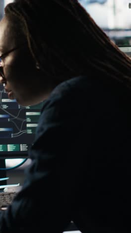 vertical video angry server farm engineer frustrated by bugged node tree systems