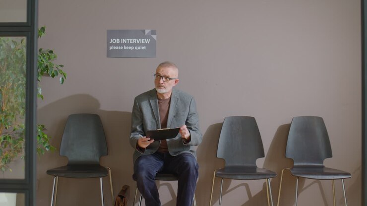 Senior Man Waiting for Job Interview