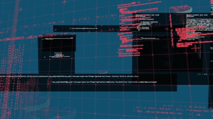 Animation of data processing and hearts on black background