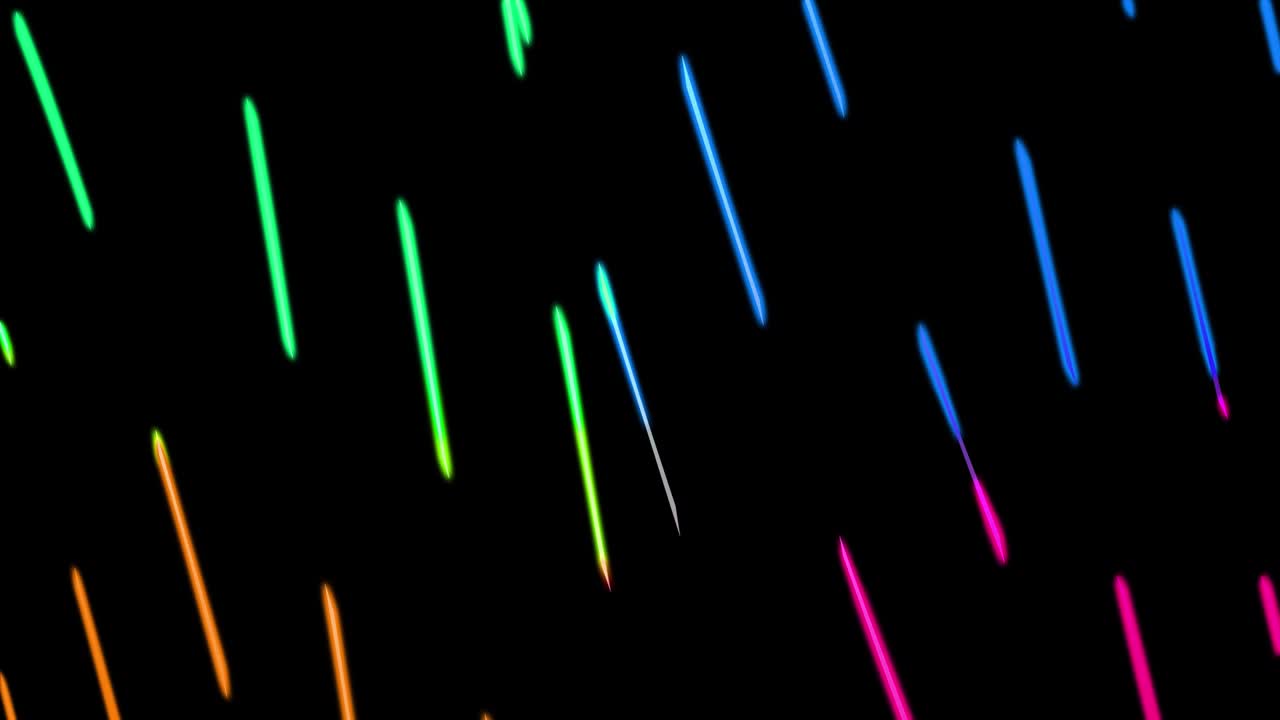 色とりどりのダッシュライン アブストラクト ネオンの色で輝く幾何学的なダッシュライン