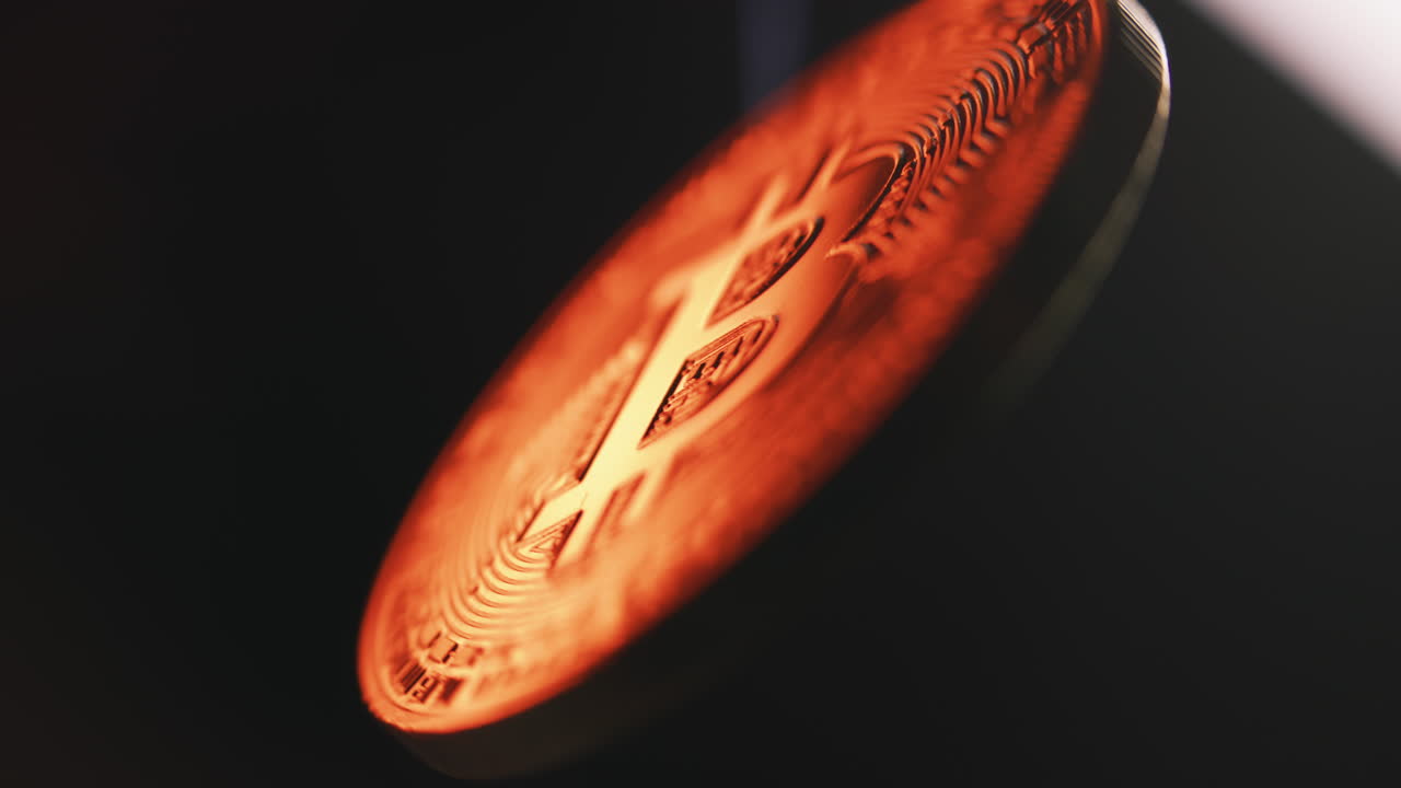 Bitcoin coin glowing red