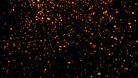 lluvia de oro abstracta con partículas brillantes con llamaradas están en el espacio, fondo brillante moderno, renderización 3d