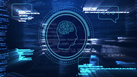 animación del cerebro humano y el procesamiento de datos de la ia sobre un fondo negro