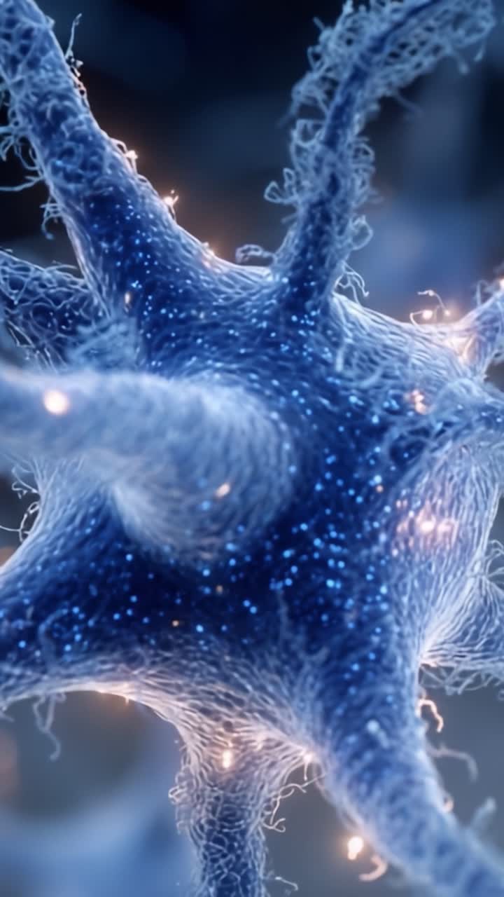 Affascinante primo piano di un neurone: esplorando le complessità delle cellule neurali con queste straordinarie immagini progettate per evidenziarne la struttura e la funzionalità.