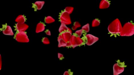 falling strawberries background, loop, with alpha channel