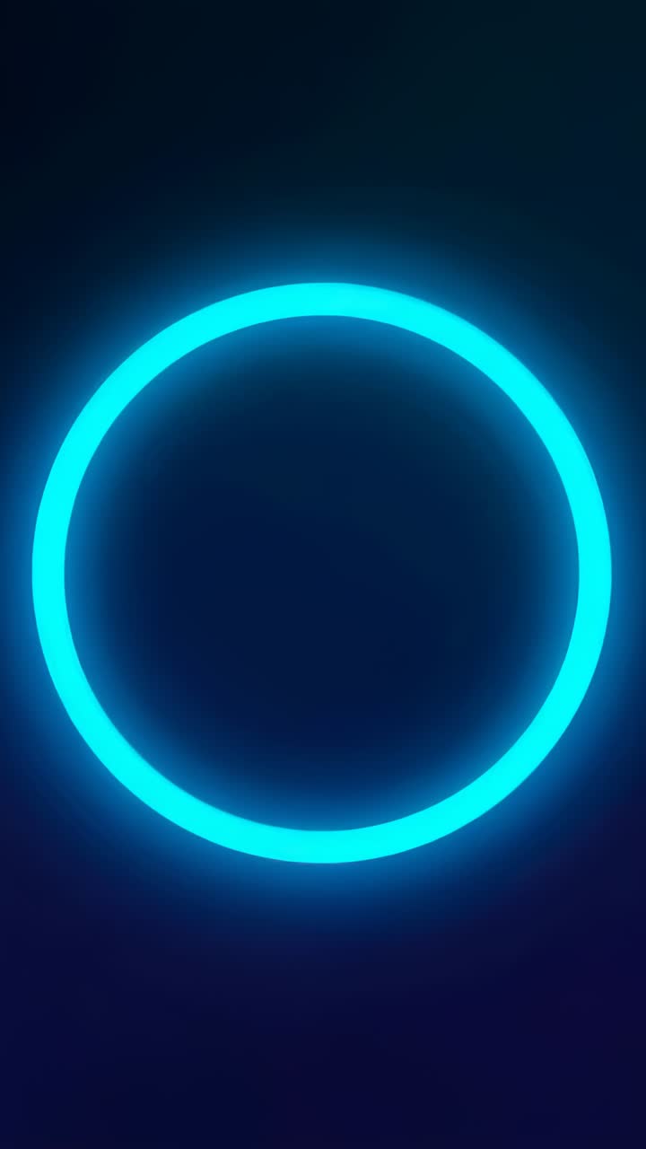 Vertical video: Starting glowing cyan ring morphing taller and widening on navy backdrop, looping