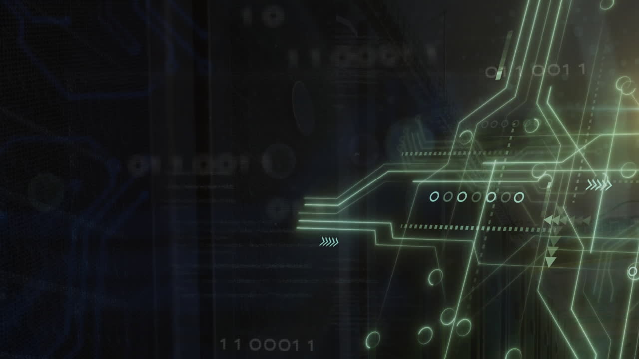 Animation of digital data processing over computer circuit board