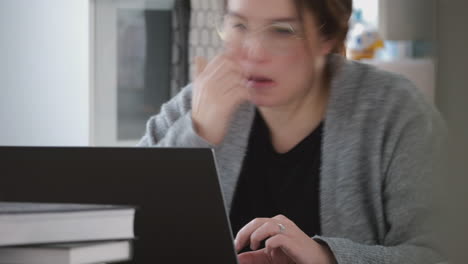 woman studying at home, time lapse close zoom detail