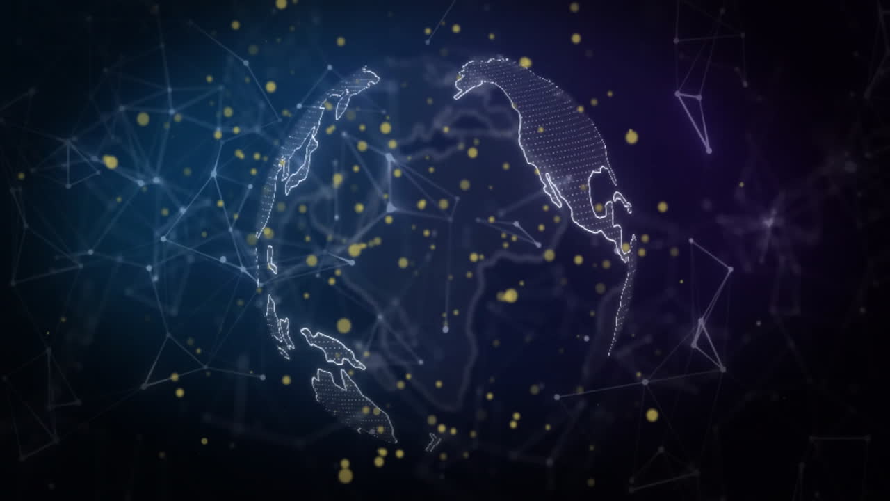 검은색 배경에서 움직이는 지구와 모양의 애니메이션