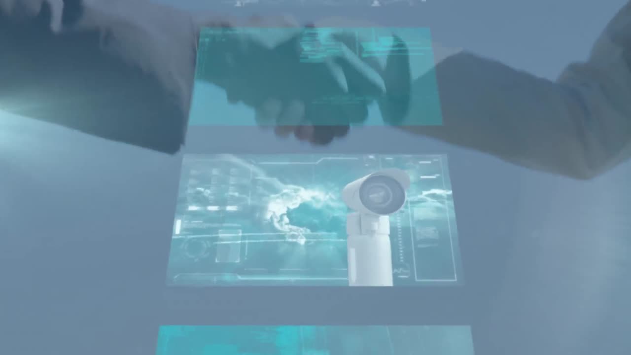 비즈니스맨의 손짓을 통해 데이터 처리를 하는 화면의 애니메이션