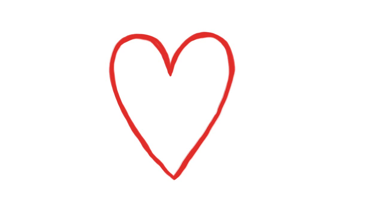 Animazione disegnata a mano di un cuore rosso romantico