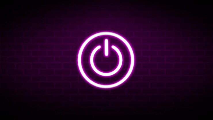 Glowing neon line Power button icon. Start sign. 4K Video motion graphic animation