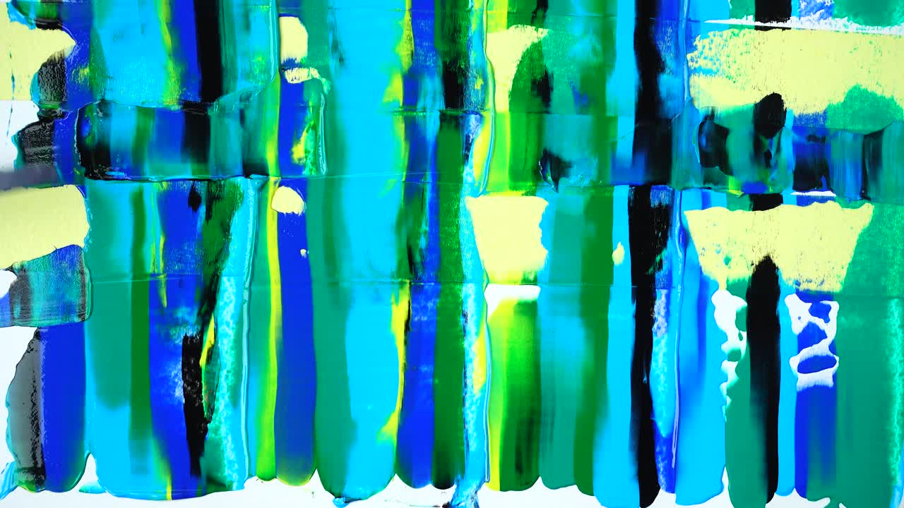 The artist draws an abstract background acrylic