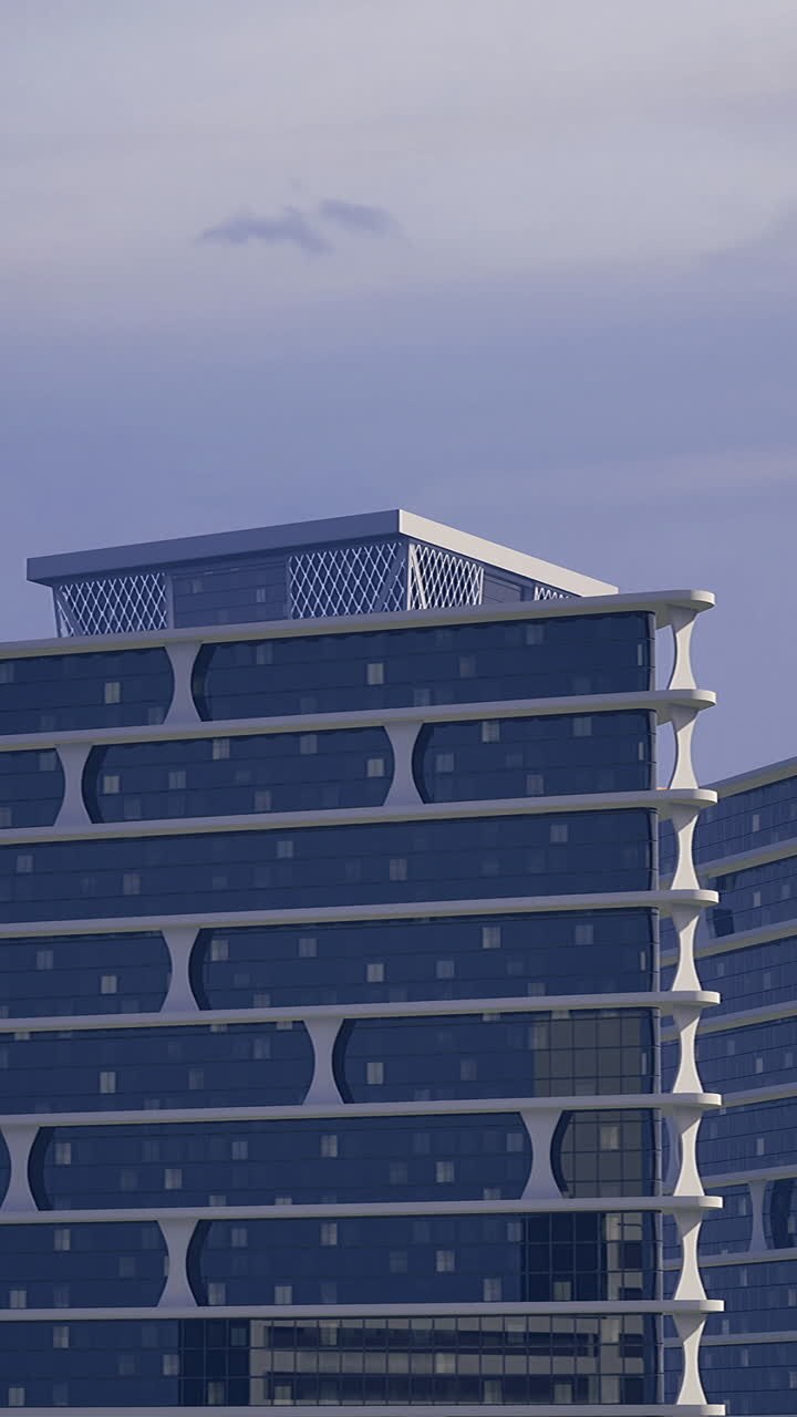 Arranha-céus modernos exibindo arquitetura única em um horizonte vibrante da cidade