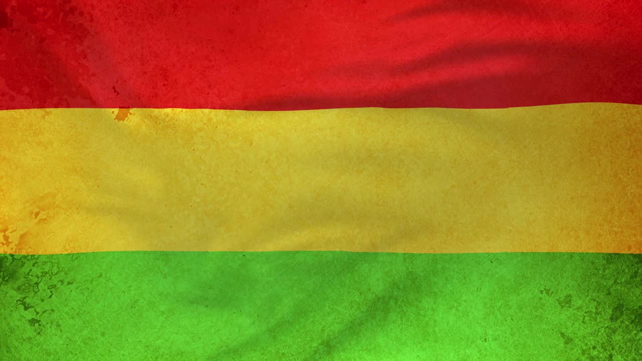 Bandeira Listrada Vintage Vermelha, Amarela e Verde Tremulando