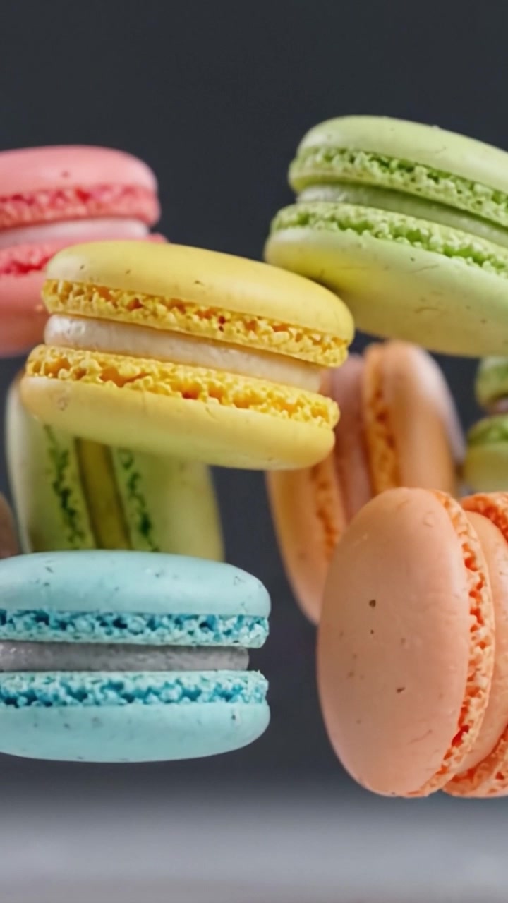 A Colorful Display of Assorted Macarons: An Irresistible Treat of Sweetness and Delight, Perfect for Celebrations or Just Indulgence in Every Bite