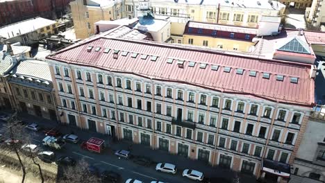 aerial view of a historical building in a european city