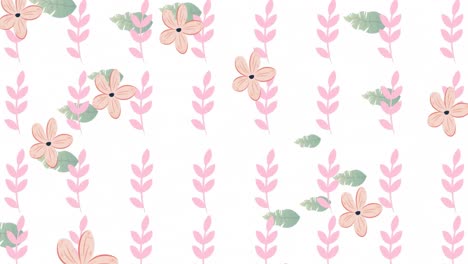 Animation-Von-Blumensymbolen-über-Blättern