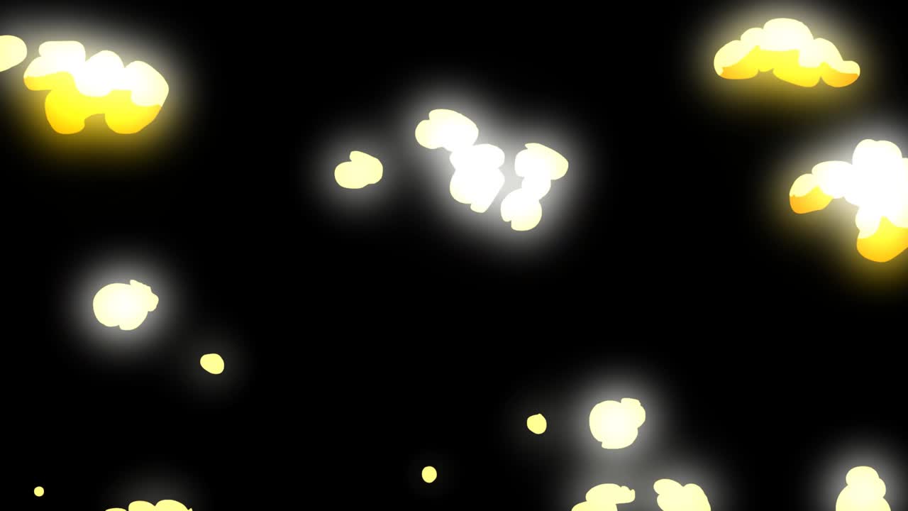 Billowing yellow smoke swirls in, enveloping the scene in a hazy glow before fading out to reveal the next moment