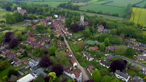 a reveal shot of chilham, kent using a high altitude drone