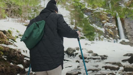 Winter Hiking in Snowy Mountains