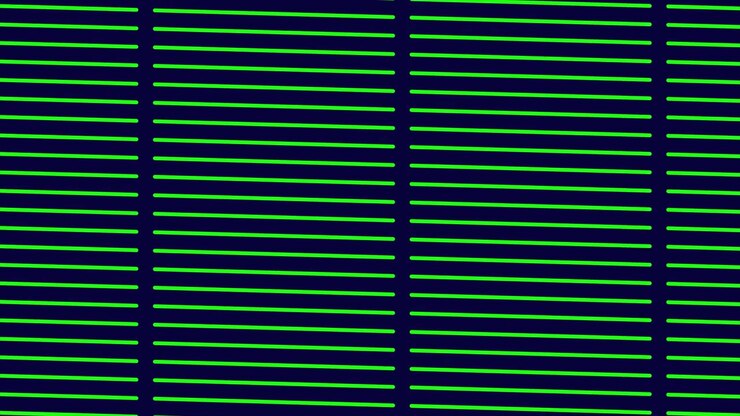 Motivo Animato di Linee Verdi che Cambia Orientamento su Sfondo Blu Scuro