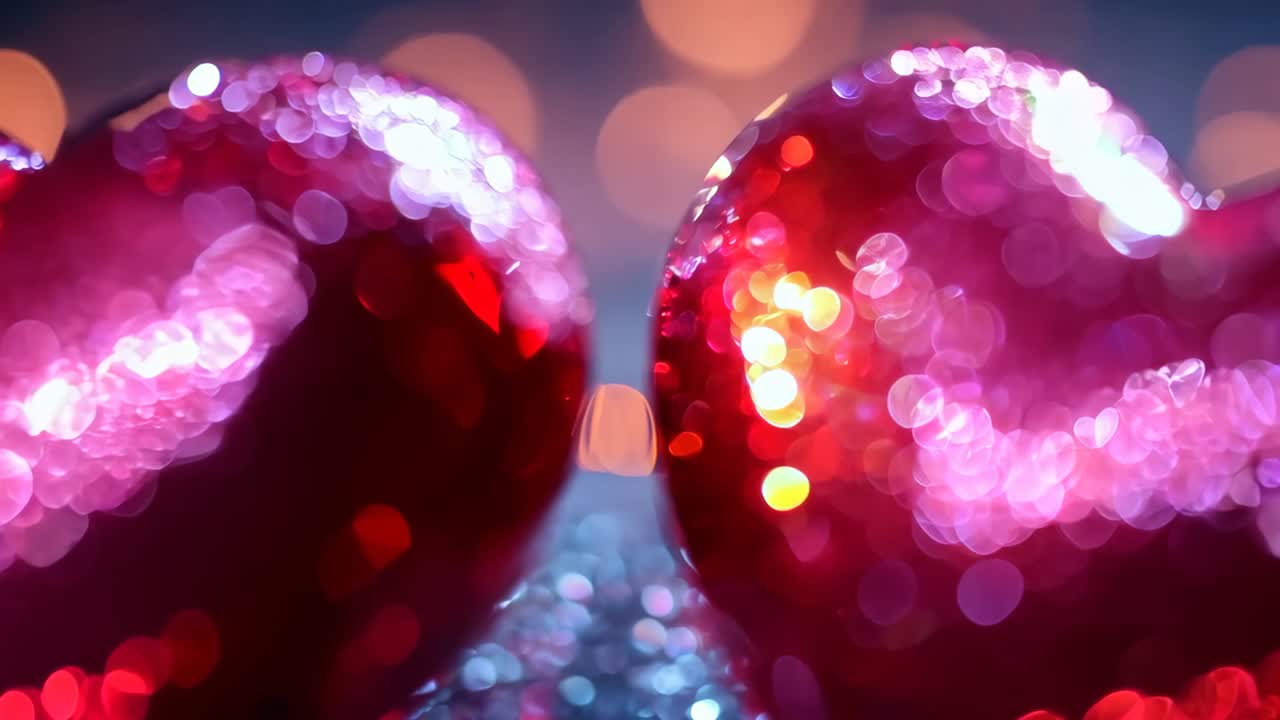 Two hearts are placed on a blue background with glitter. The glitter adds a sense of sparkle and romance to the image