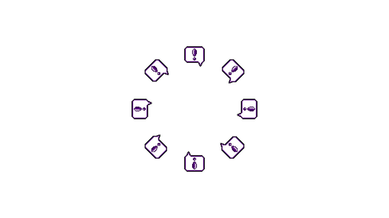 Pixel Art Speech bubble Exclamation mark Spinning Circle Animated Overlay Transparent 30fps (7)