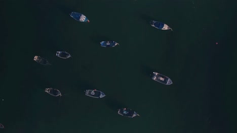 fishing boats at fort grey, guernsey, channel islands, uk. aerial drone view