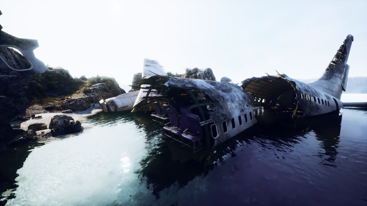 물에 추락한 비행기