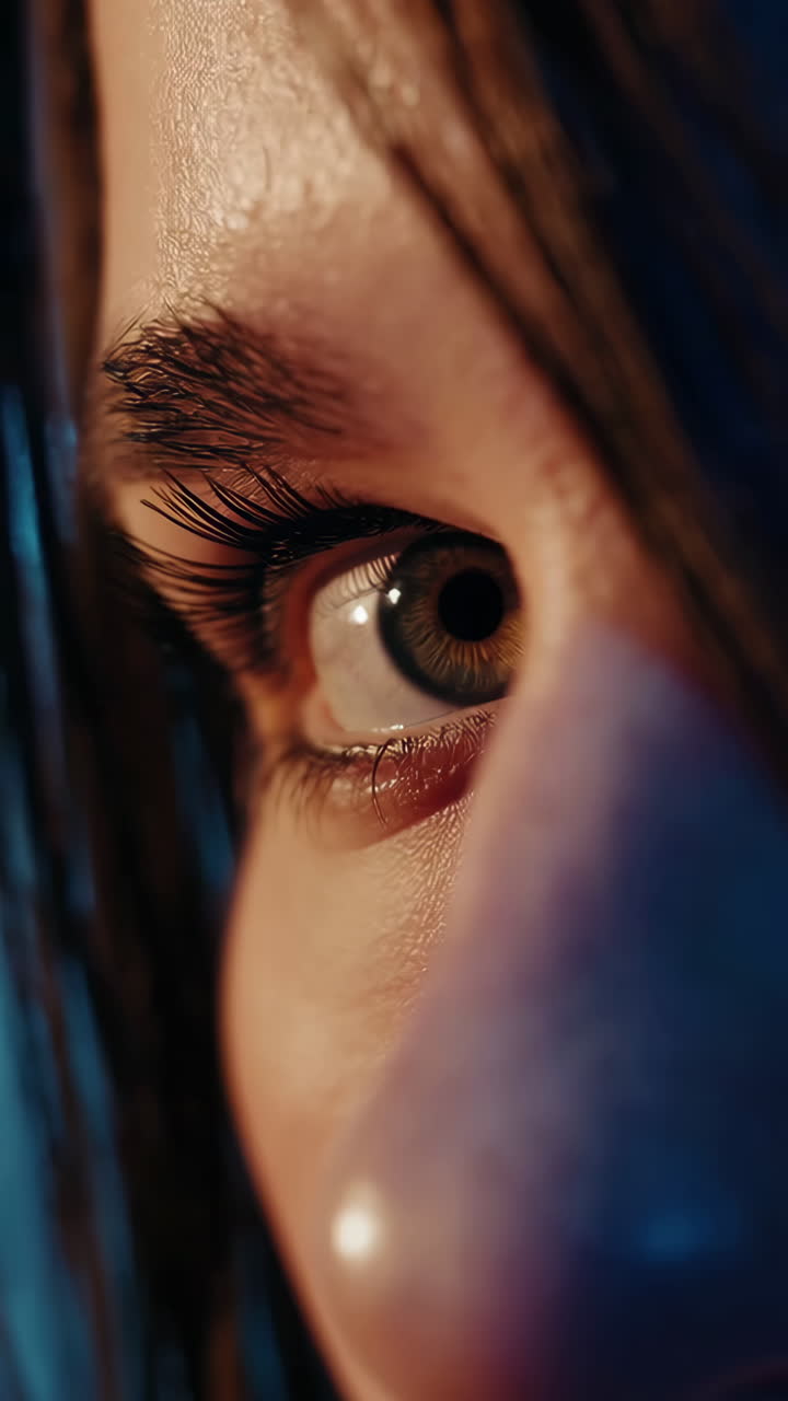 Close-up of a Woman's Eye and Face with Dreadlocks