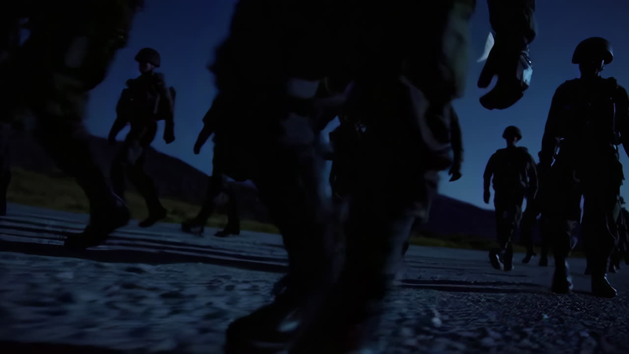 Soldiers Marching at Night