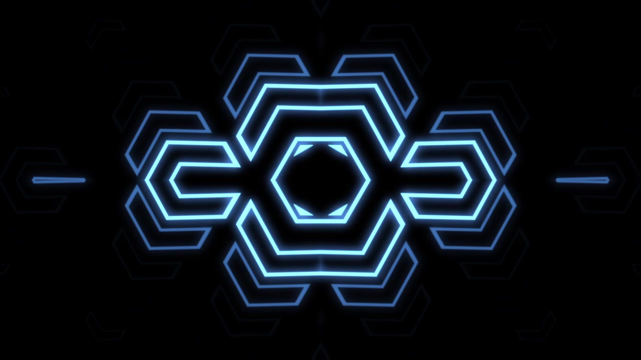 Futuristic Blue Neon Geometric Hexagon Pattern Animation