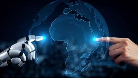 el robot futurista la inteligencia artificial iluminando el concepto de la tecnología ai