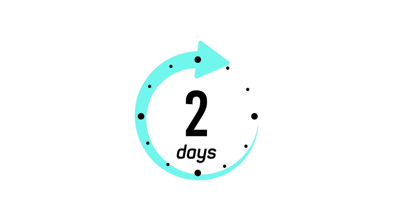 Animation text 2 days with blue arrow. Two days go sale price offer promo deal timer, 2 days only. 4K Video motion graphic