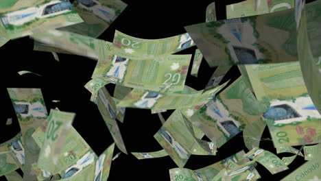 canadian twenty dollar bills falling