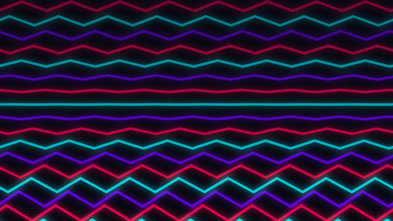 Abstract Neon Zigzag Lines Moving in Seamless Loop