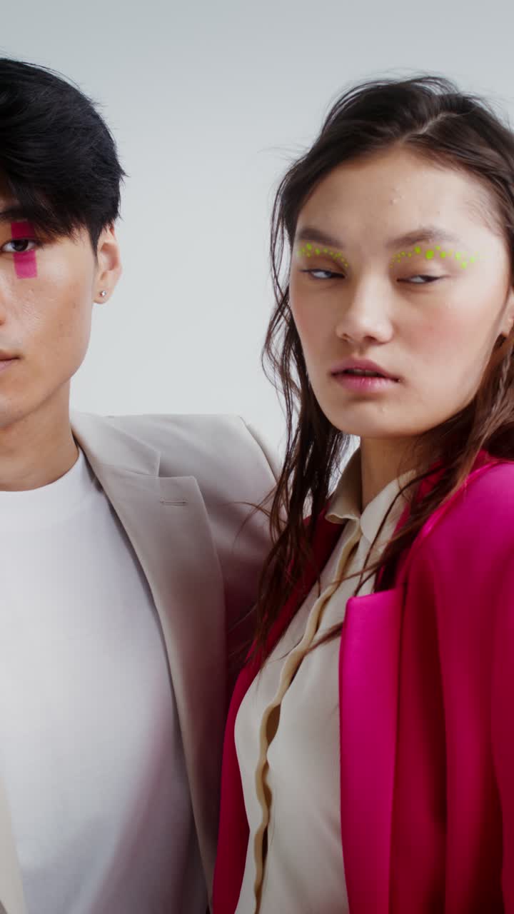 Fashionable Young Adults with Modern Makeup