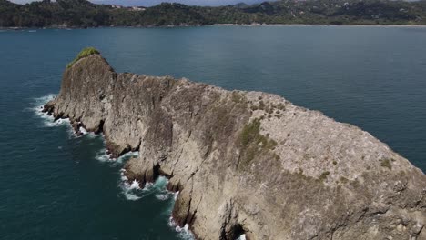 drone view over flying a sea stack