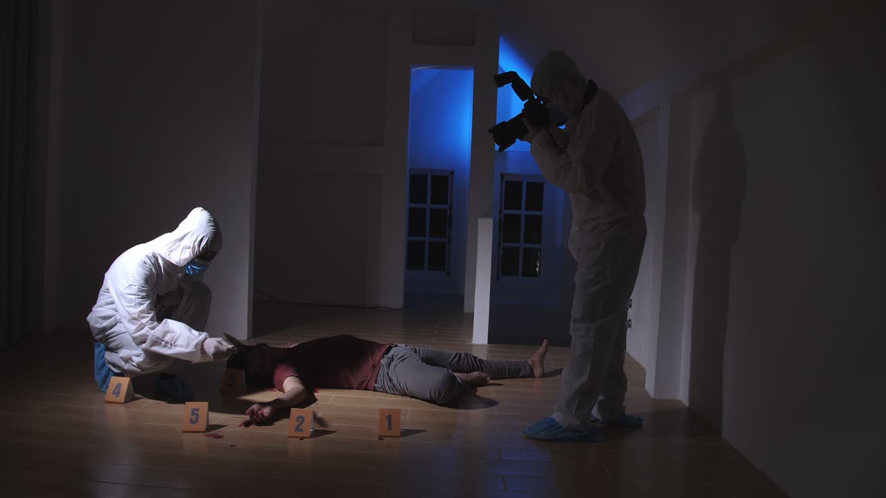 Forensics Working On A Crime Scene