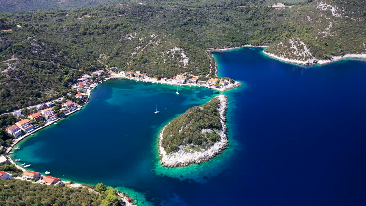 Archipelago Of Lastovo Island With Houses Near The Seashore Of Croatia. - aerial drone