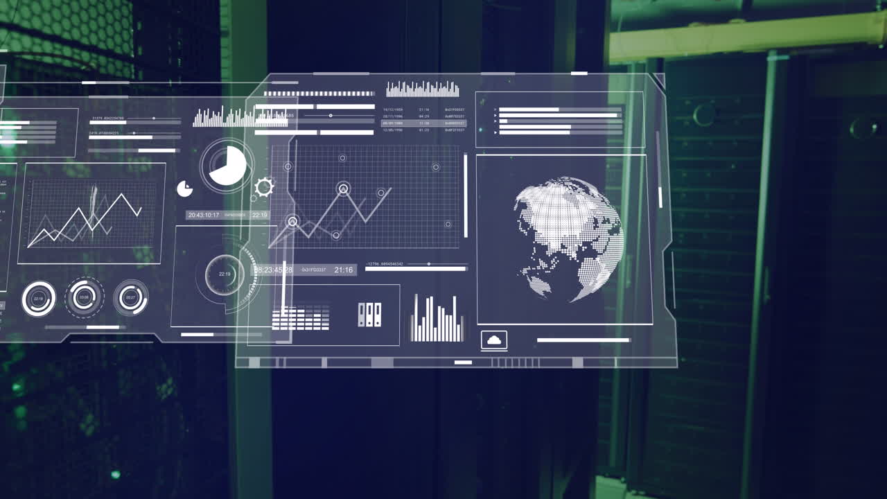 Animation of data processing over server room