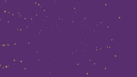 Animation-of-bag-and-stars-over-purple-background